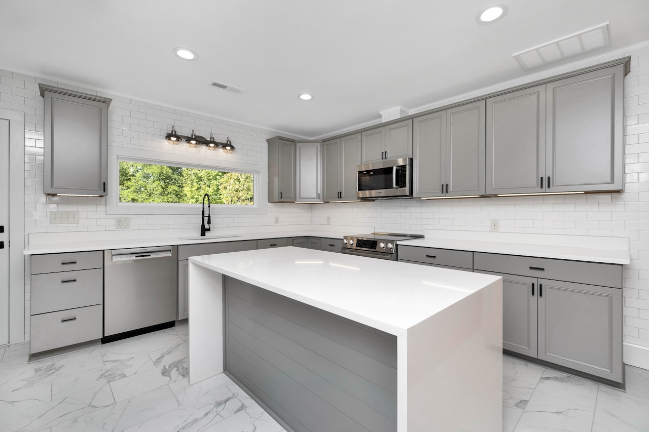 Renovated kitchen with new cabinetry